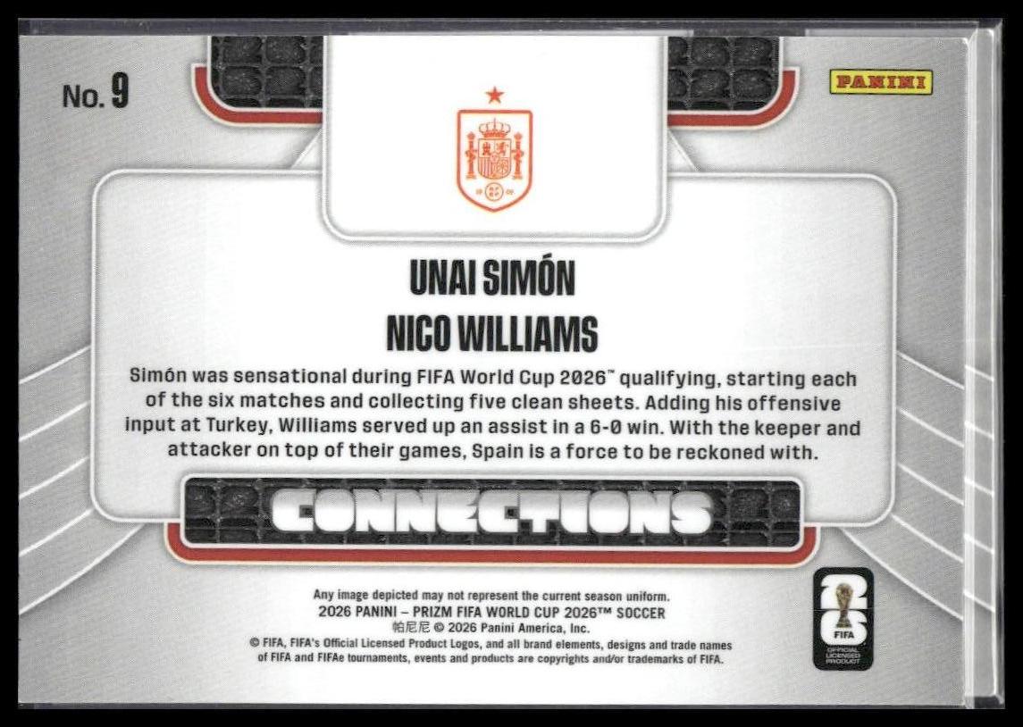 2026 Panini Prizm FIFA World Cup #9 Unai Simon / Nico Williams Connections