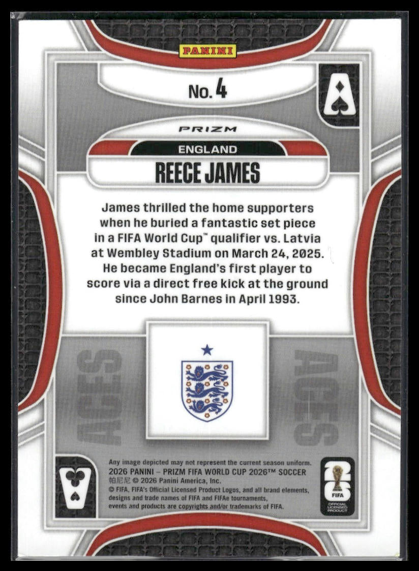 2026 Panini Prizm FIFA World Cup #4 Reece James Aces