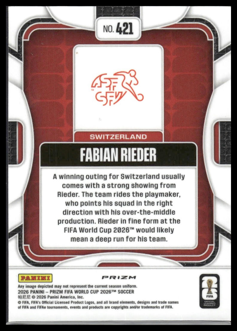 2026 Panini Prizm FIFA World Cup #421 Fabian Rieder Wave Prizm