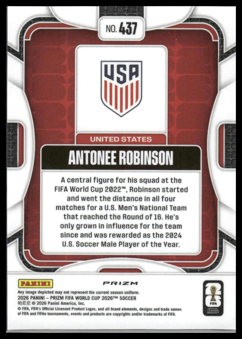 2026 Panini Prizm FIFA World Cup #437 Antonee Robinson Disco Prizm