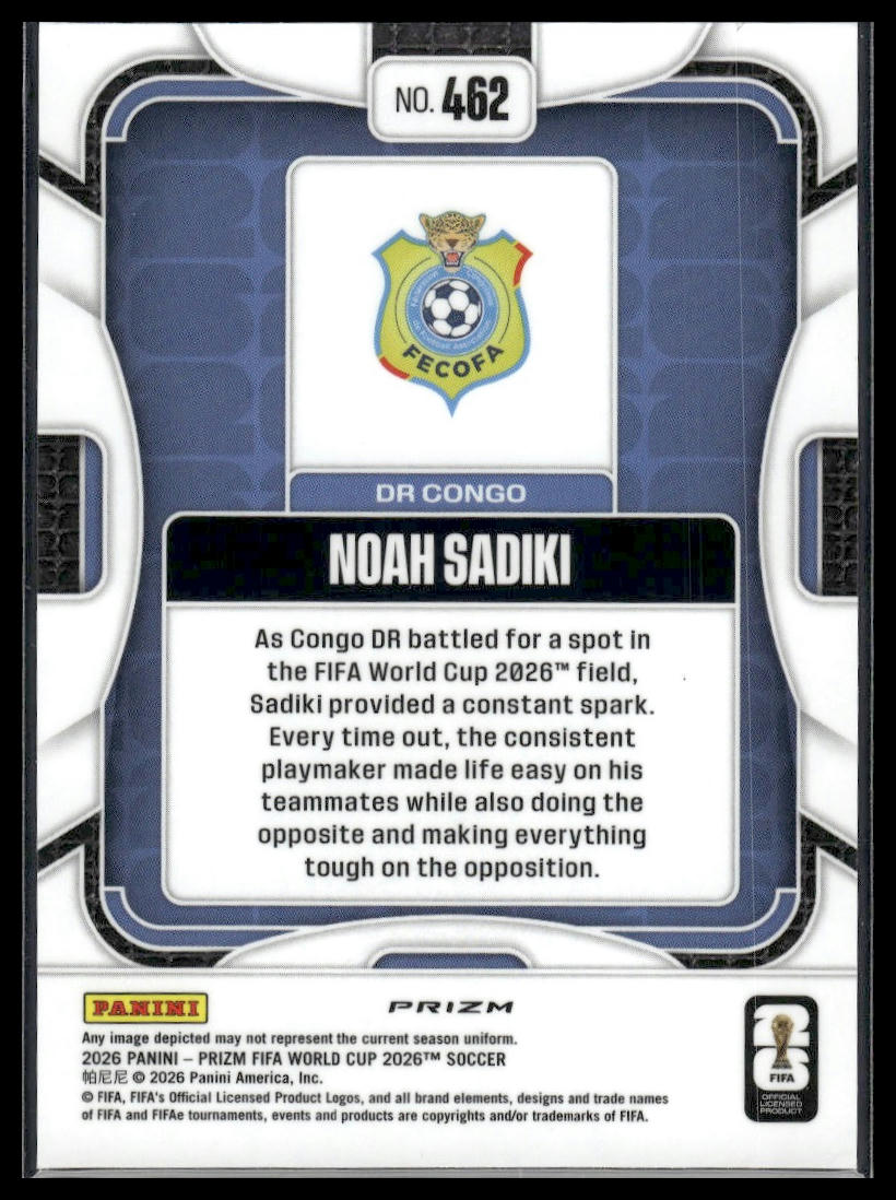 2026 Panini Prizm FIFA World Cup #462 Noah Sadiki Fast Break
