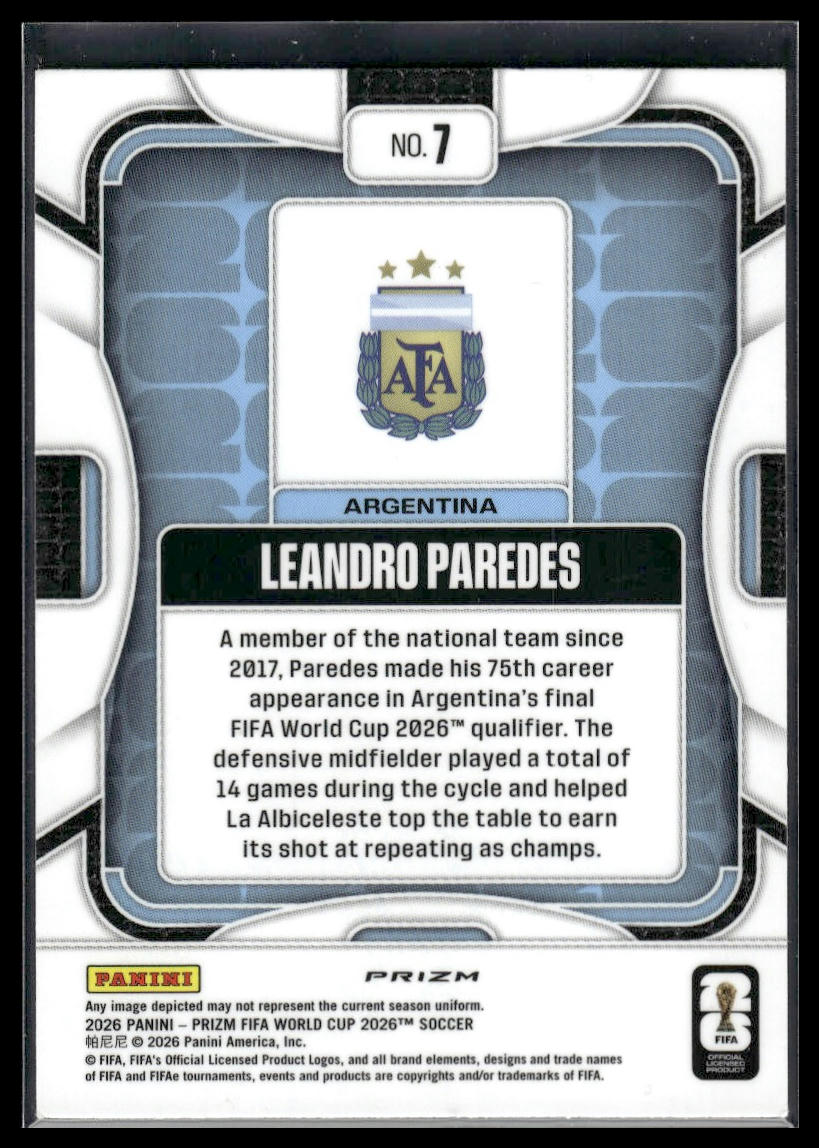 2026 Panini Prizm FIFA World Cup #7 Leandro Paredes Fast Break