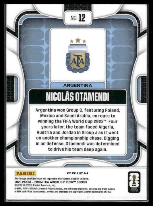 2026 Panini Prizm FIFA World Cup #12 Nicolas Otamendi Fast Break