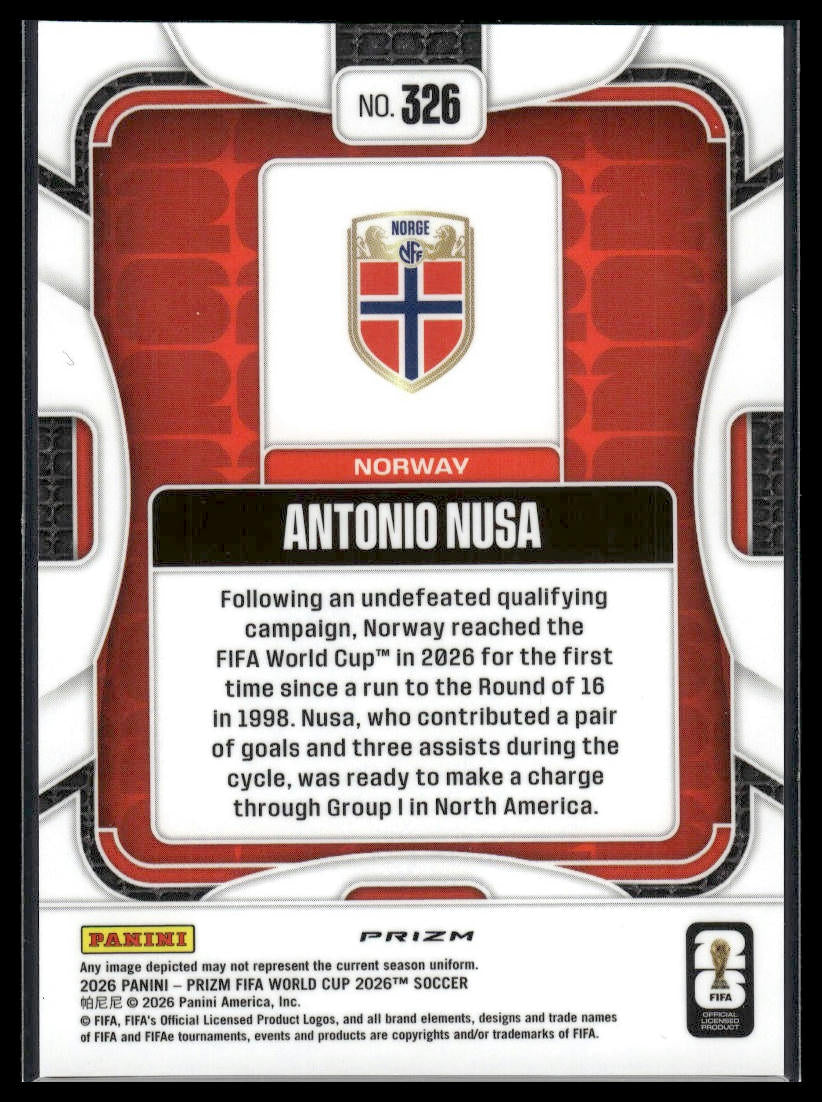 2026 Panini Prizm FIFA World Cup #326 Antonio Nusa