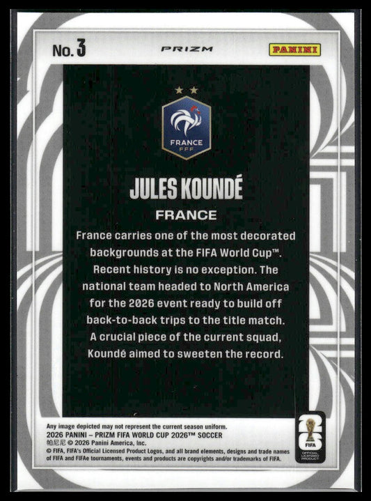 2026 Panini Prizm FIFA World Cup #3 Jules Kounde Screamers