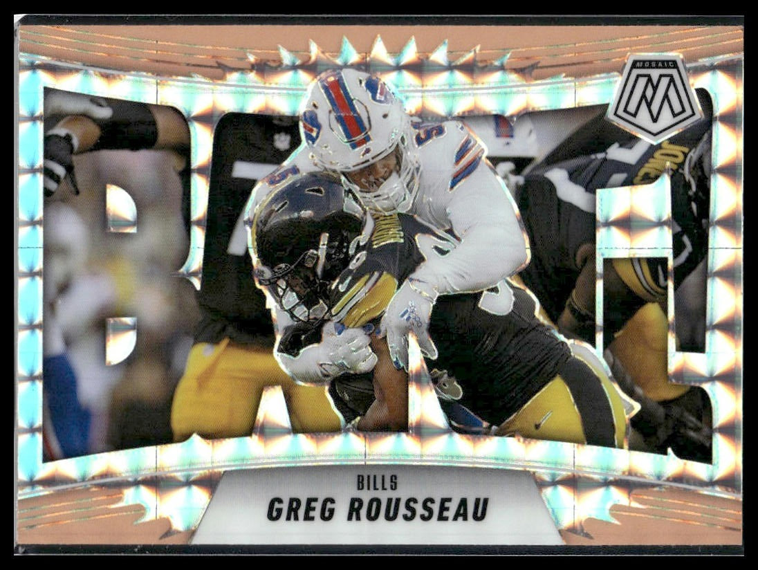 2025 Panini Mosaic #14 Greg Rousseau Bang! Mosaic Orange Fluorescent