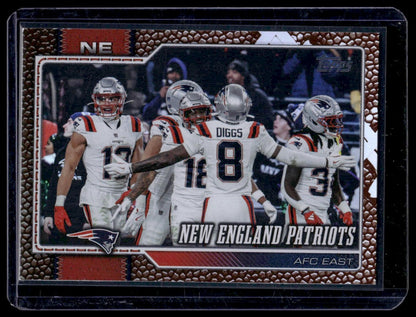 2026 Topps Flagship #278 New England Patriots Pigskin Texture Foil