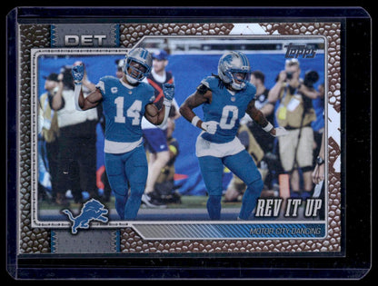 2026 Topps Flagship #299 Rev It Up (Detroit Lions) Pigskin Texture Foil
