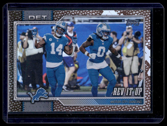 2026 Topps Flagship #299 Rev It Up (Detroit Lions) Pigskin Texture Foil