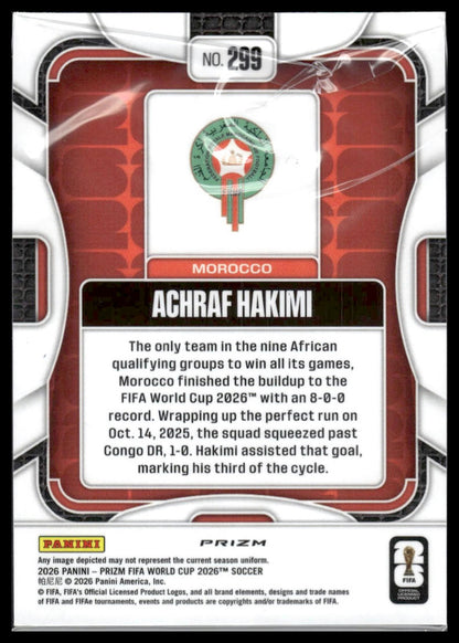 2026 Panini Prizm FIFA World Cup #299 Achraf Hakimi Silver Prizm