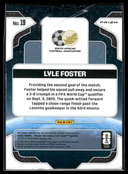 2026 Panini Prizm FIFA World Cup #19 Lyle Foster Global Reach