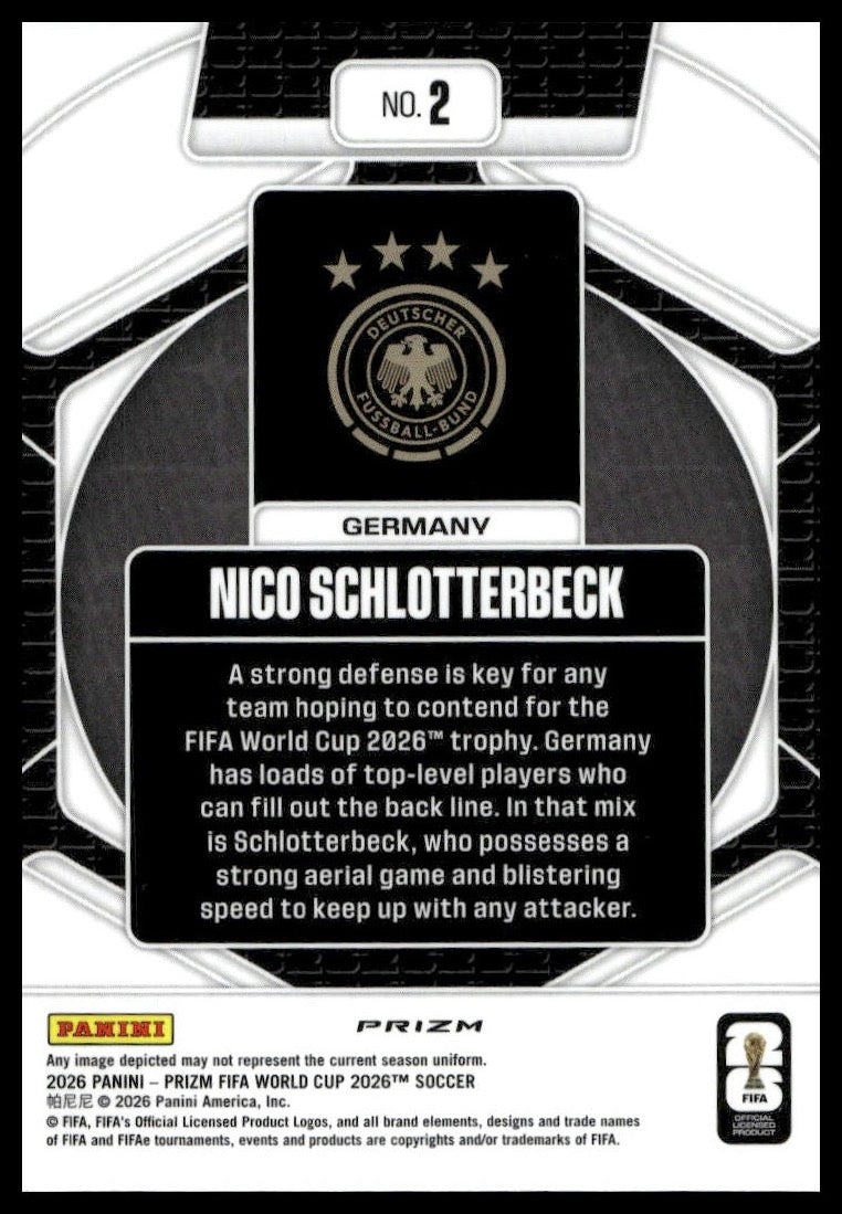 2026 Panini Prizm FIFA World Cup #2 Nico Schlotterbeck Trophy Hunting