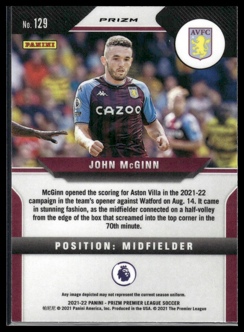 2021-22 Panini Prizm Premier League #129 John McGinn Prizms Pink Ice