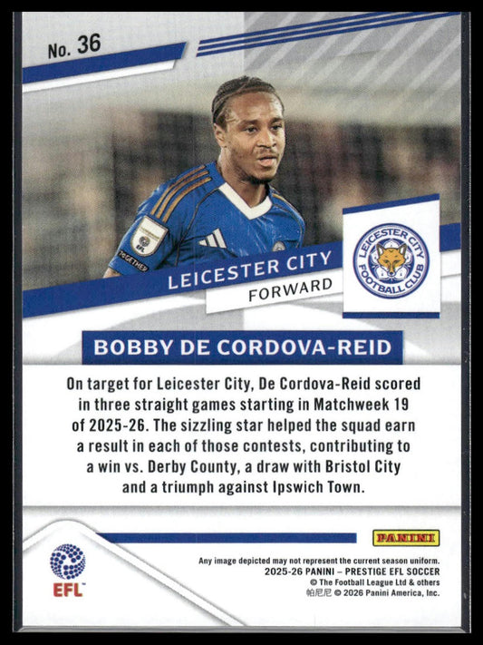 2025-26 Panini Prestige EFL #36 Bobby De Cordova-Reid Diamond Xtra Time
