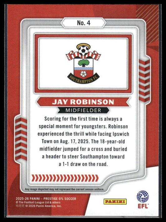 2025-26 Panini Prestige EFL #4 Jay Robinson Youth Movement