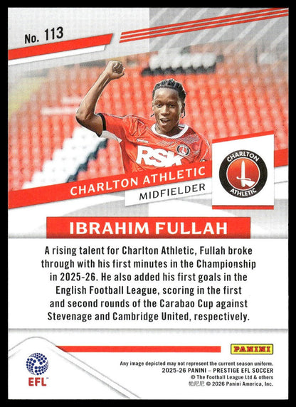 2025-26 Panini Prestige EFL #113 Ibrahim Fullah
