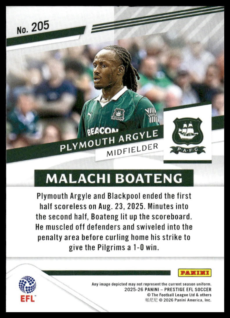 2025-26 Panini Prestige EFL #205 Malachi Boateng