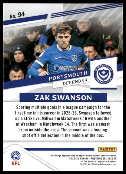 2025-26 Panini Prestige EFL #94 Zak Swanson