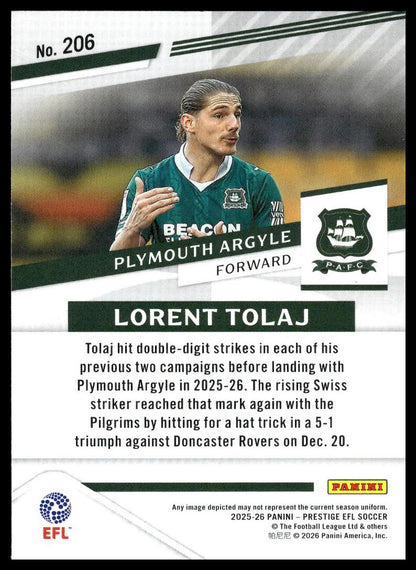 2025-26 Panini Prestige EFL #206 Lorent Tolaj