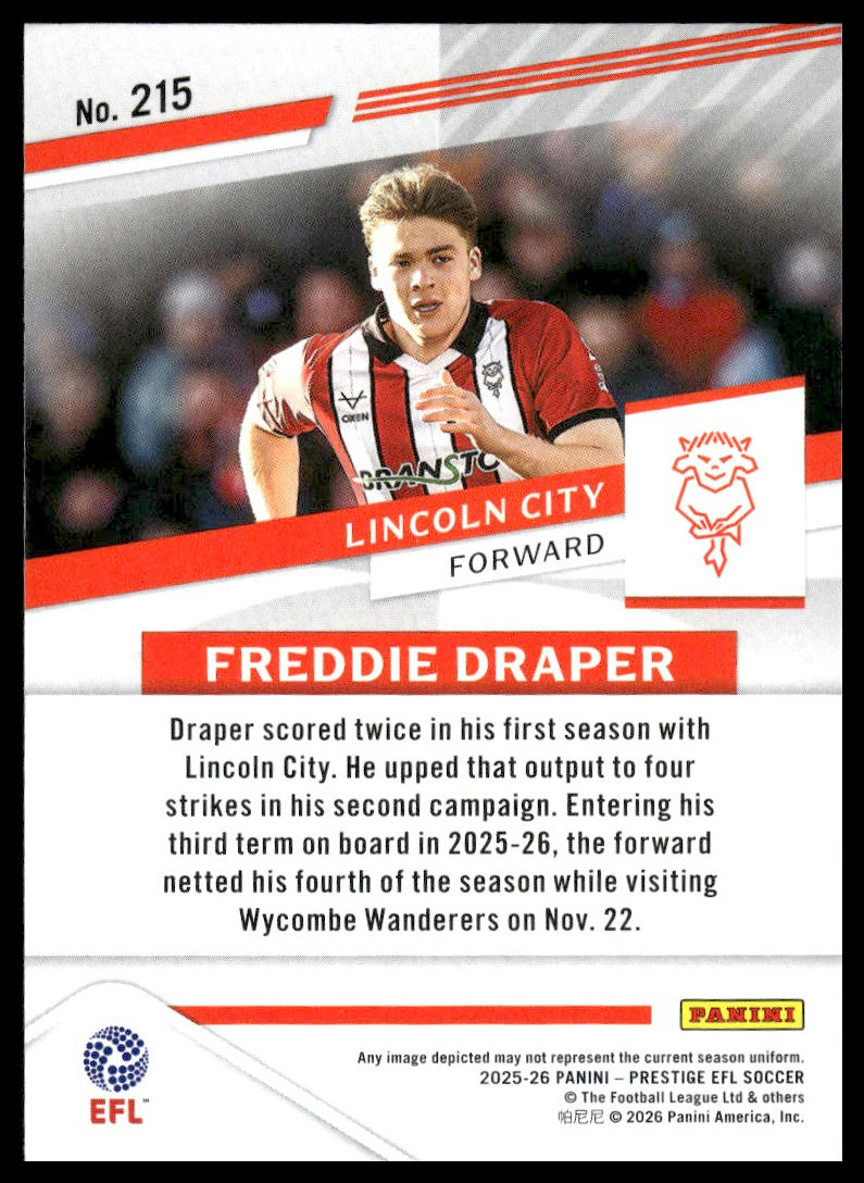 2025-26 Panini Prestige EFL #215 Freddie Draper
