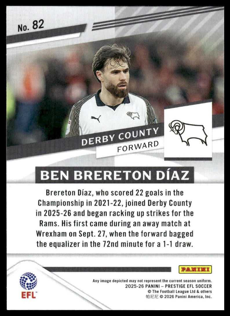 2025-26 Panini Prestige EFL #82 Ben Brereton Diaz