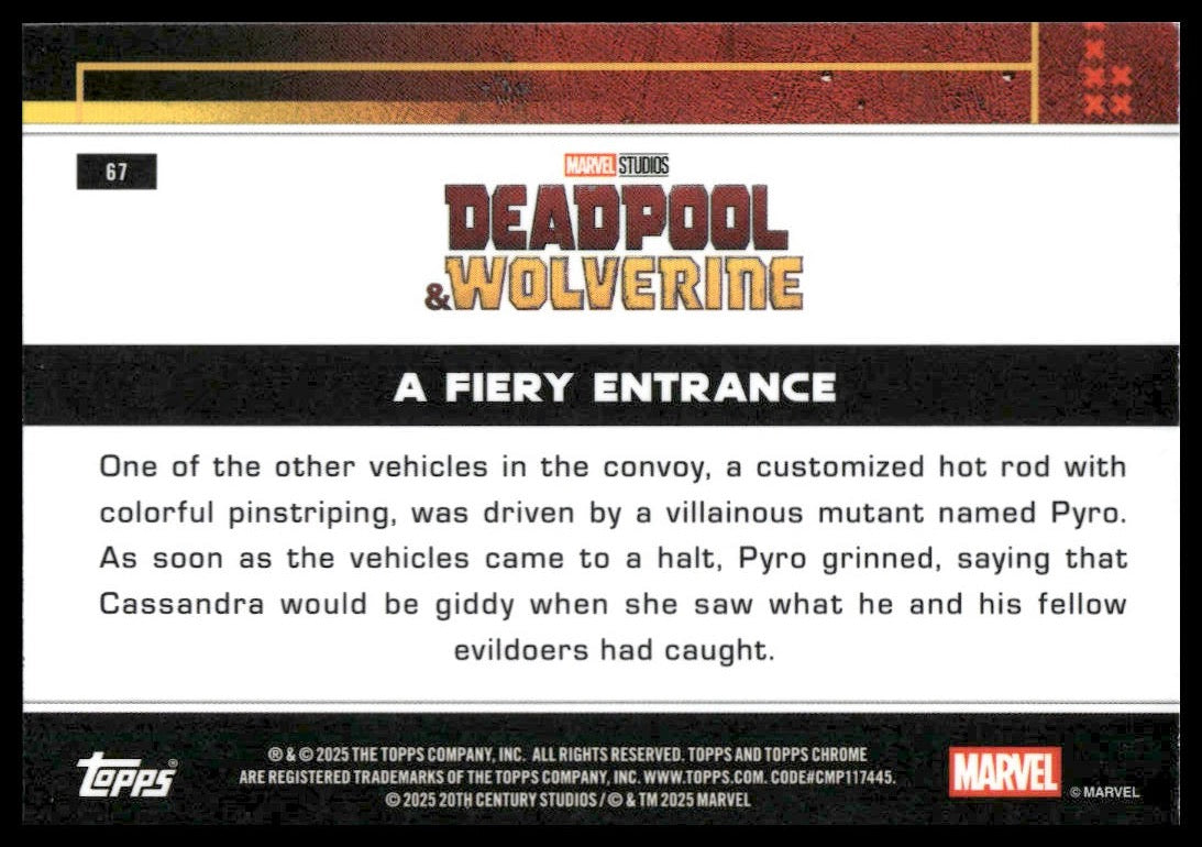 2025 Topps Chrome Marvel Deadpool #67 A Fiery Entrance