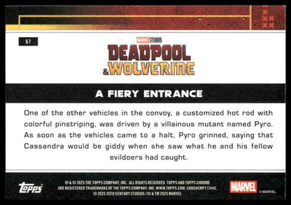 2025 Topps Chrome Marvel Deadpool #67 A Fiery Entrance