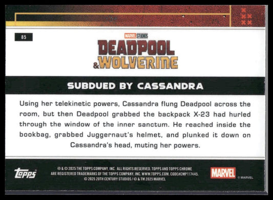 2025 Topps Chrome Marvel Deadpool #85 Subdued by Cassandra