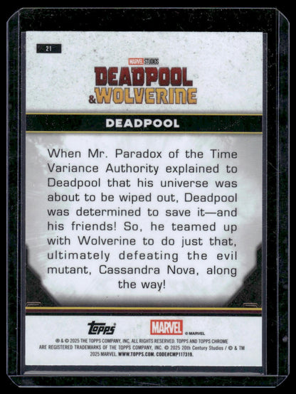 2025 Topps Chrome Marvel Deadpool #21 Deadpool