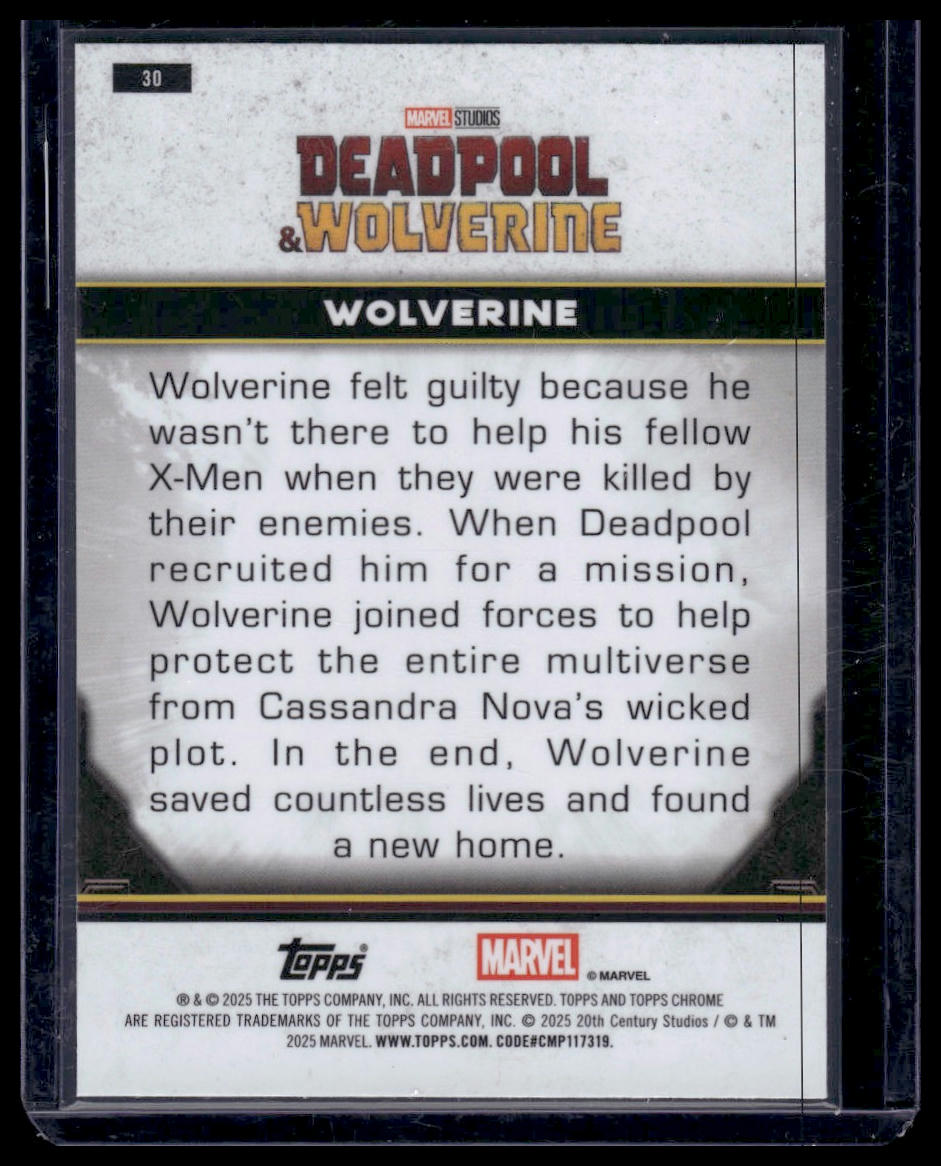 2025 Topps Chrome Marvel Deadpool #30 Wolverine
