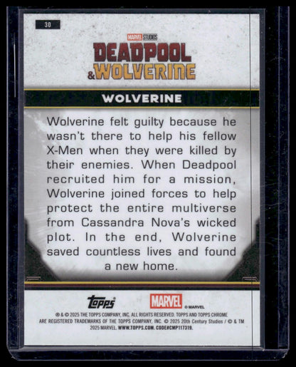 2025 Topps Chrome Marvel Deadpool #30 Wolverine