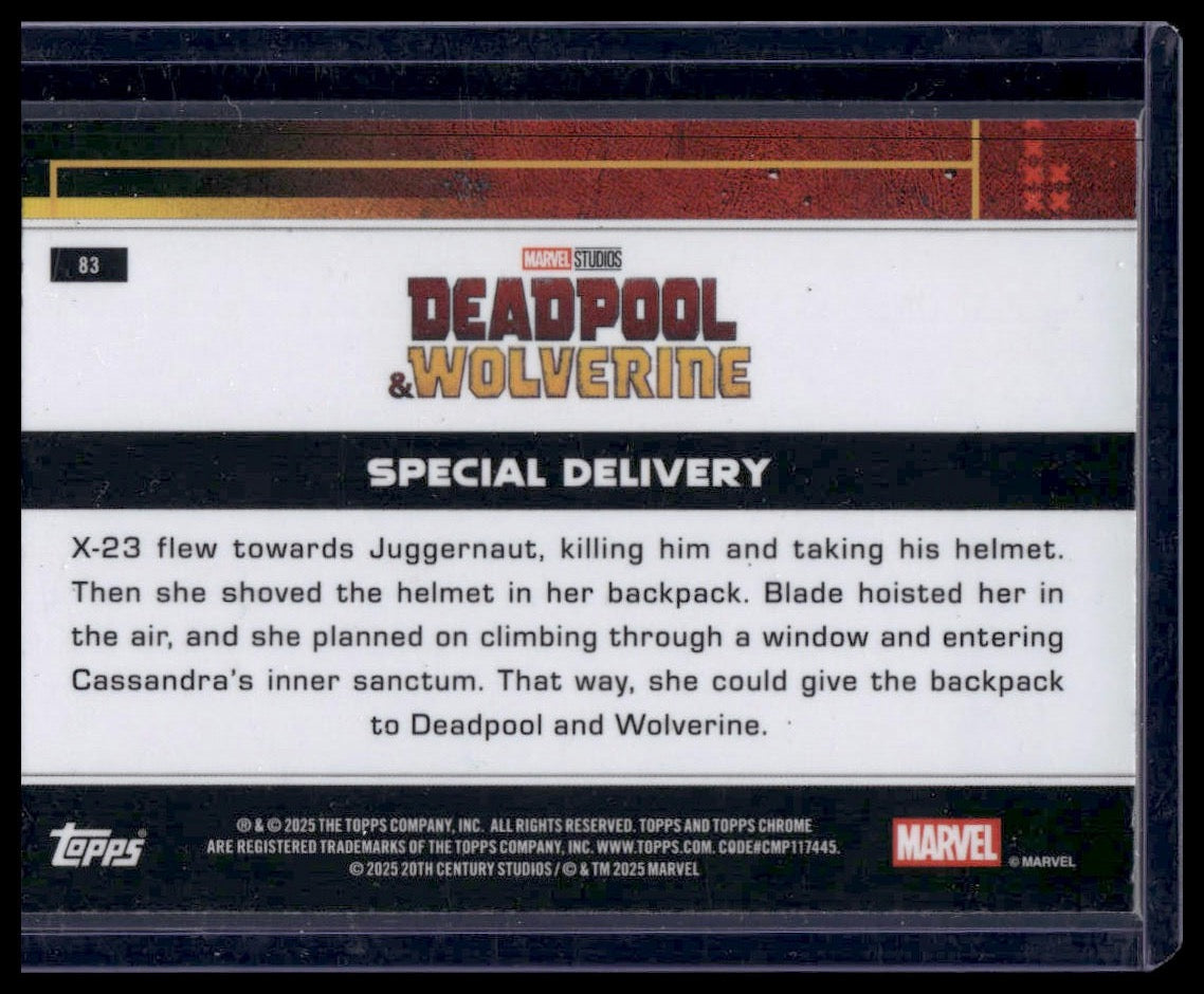 2025 Topps Chrome Marvel Deadpool #83 Special Delivery Yellow Wave Refractor