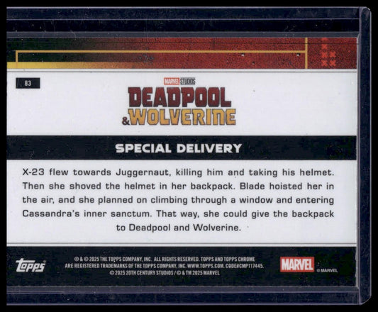 2025 Topps Chrome Marvel Deadpool #83 Special Delivery Yellow Wave Refractor