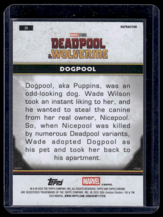 2025 Topps Chrome Marvel Deadpool #28 Dogpool Pink Shimmer Refractor