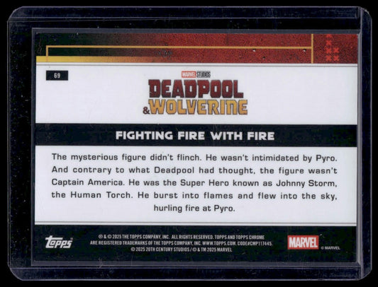 2025 Topps Chrome Marvel Studios #69 Fighting Fire With Fire Purple Refractor