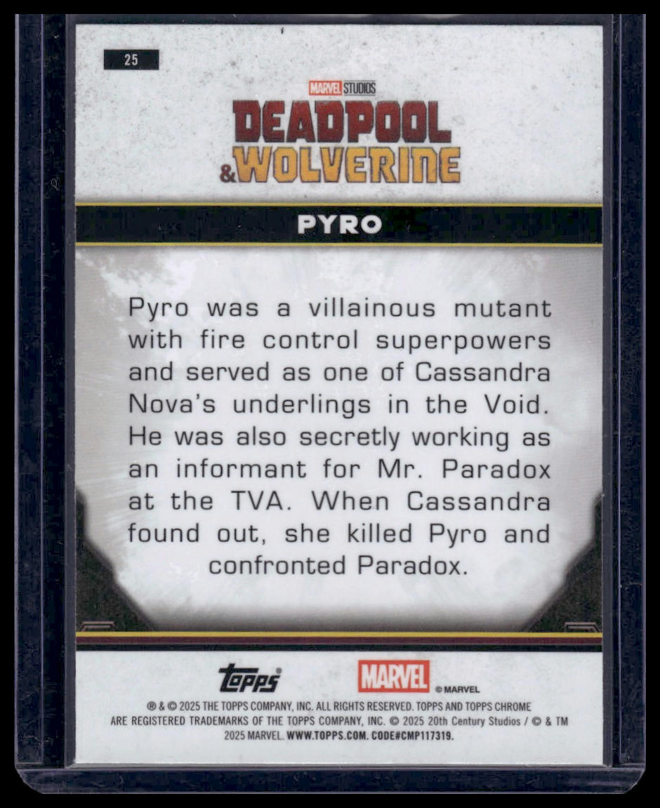 2025 Topps Chrome Marvel Deadpool #25 Pyro Purple Refractor 033/250