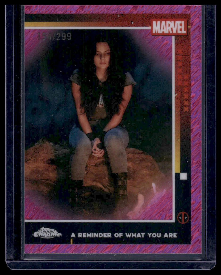 2025 Topps Chrome Marvel Studios #78 A Reminder Of What You Are Pink Refractor