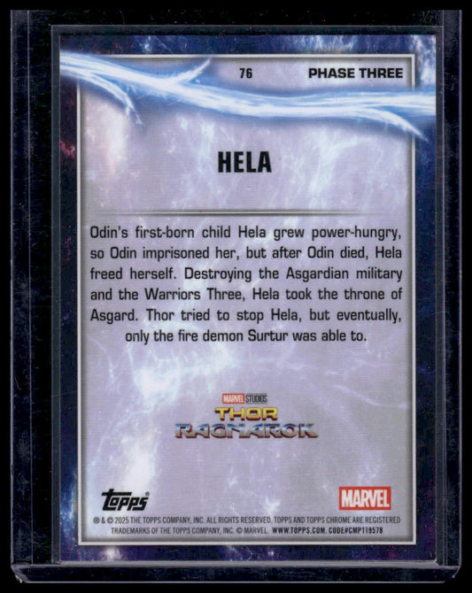 2025 Topps Chrome Marvel Studios #76 Hela Sky Blue RayWave Refractor