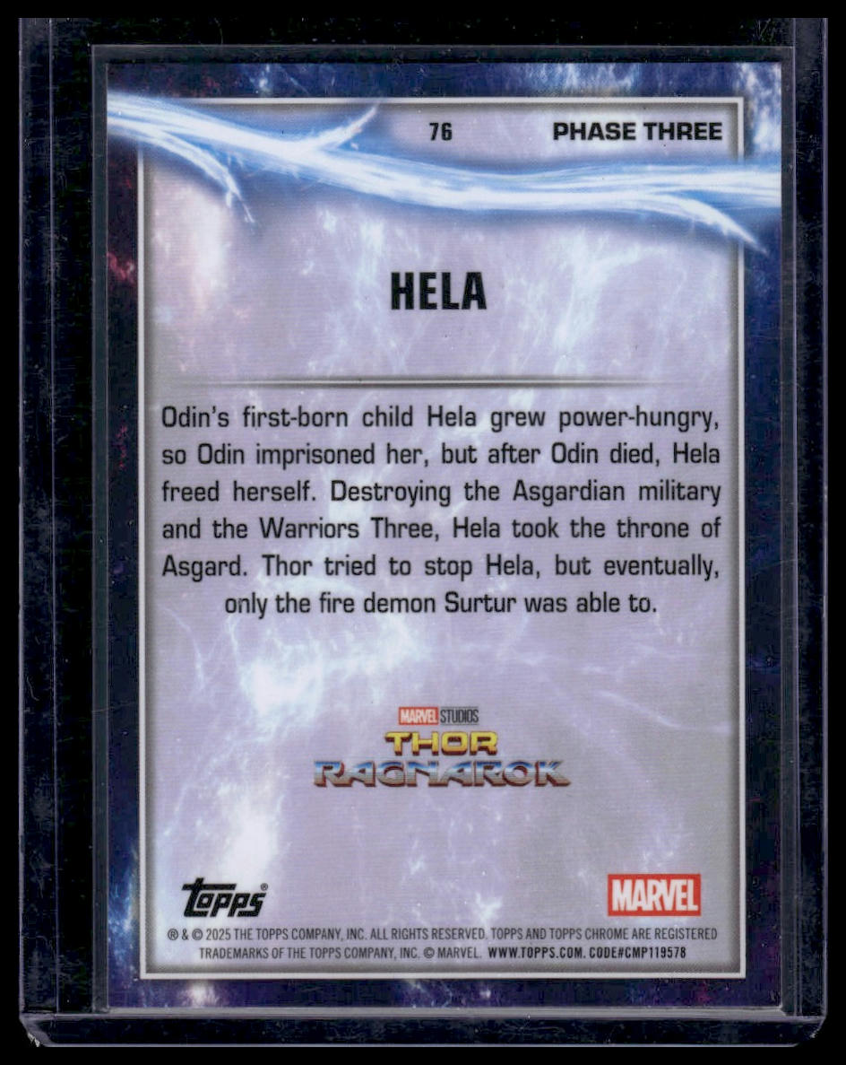 2025 Topps Chrome Marvel Studios #76 Hela Sky Blue RayWave Refractor