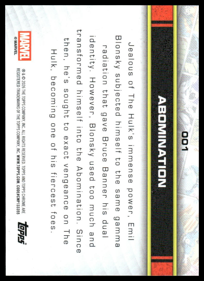 2026 Topps Chrome Marvel Comics #1 Abomination