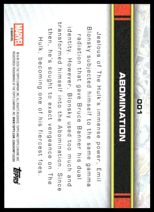 2026 Topps Chrome Marvel Comics #1 Abomination