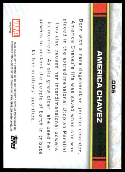 2026 Topps Chrome Marvel Comics #5 America Chavez