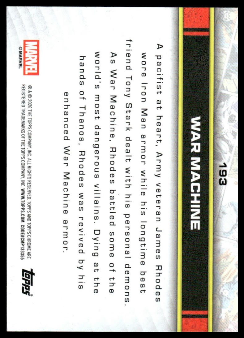 2026 Topps Chrome Marvel Comics #193 War Machine