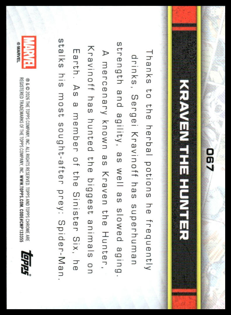 2026 Topps Chrome Marvel Comics #67 Kraven the Hunter
