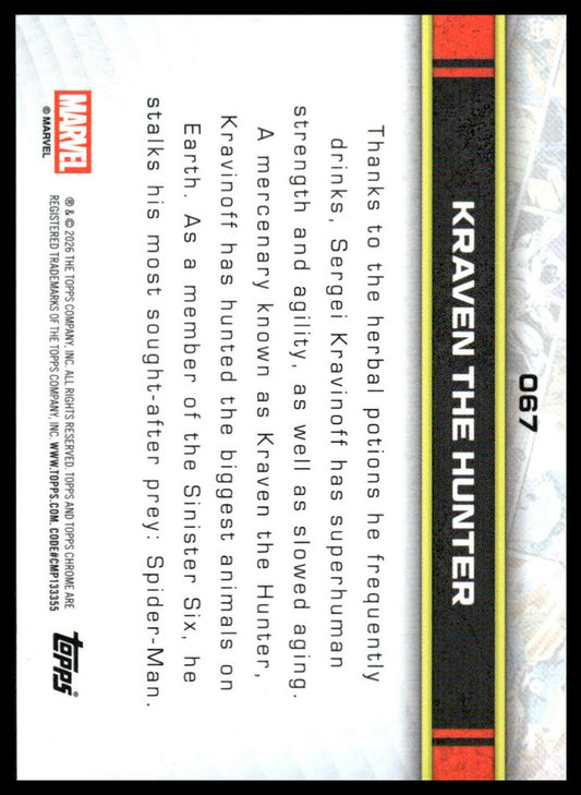 2026 Topps Chrome Marvel Comics #67 Kraven the Hunter
