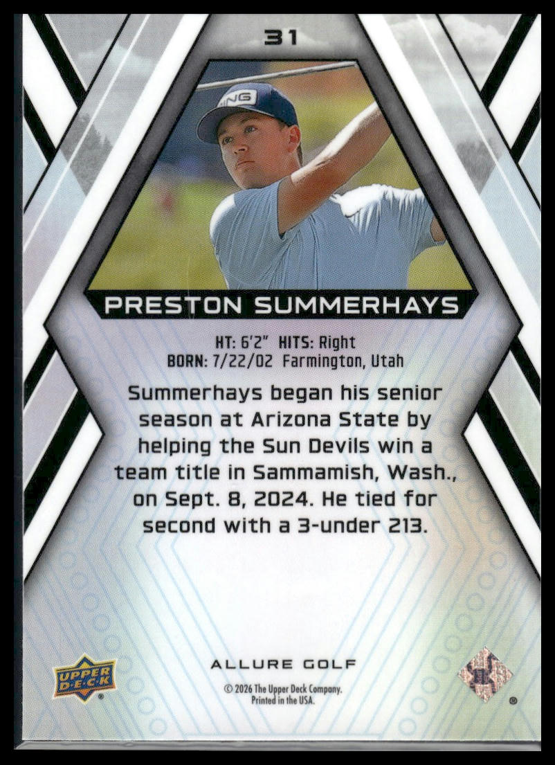 2026 Upper Deck Allure #31 Preston Summerhays