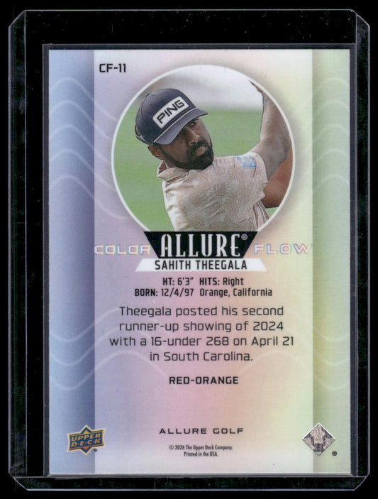 2026 Upper Deck Allure #CF-11 Sahith Theegala Color Flow Red-Orange