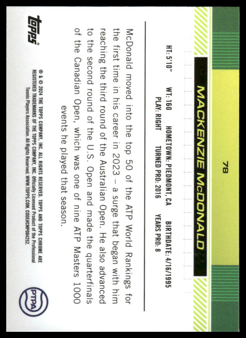 2024 Topps Chrome #78 Mackenzie McDonald Green Grass Court Refractor #/99