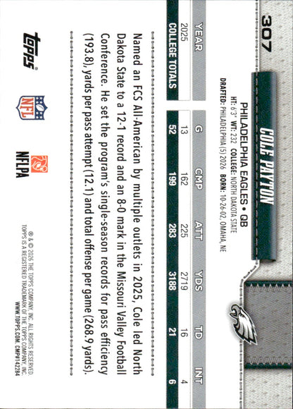 2026 Topps Flagship #307 Cole Payton