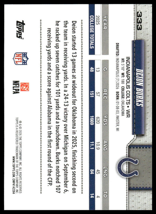 2026 Topps Flagship #333 Deion Burks